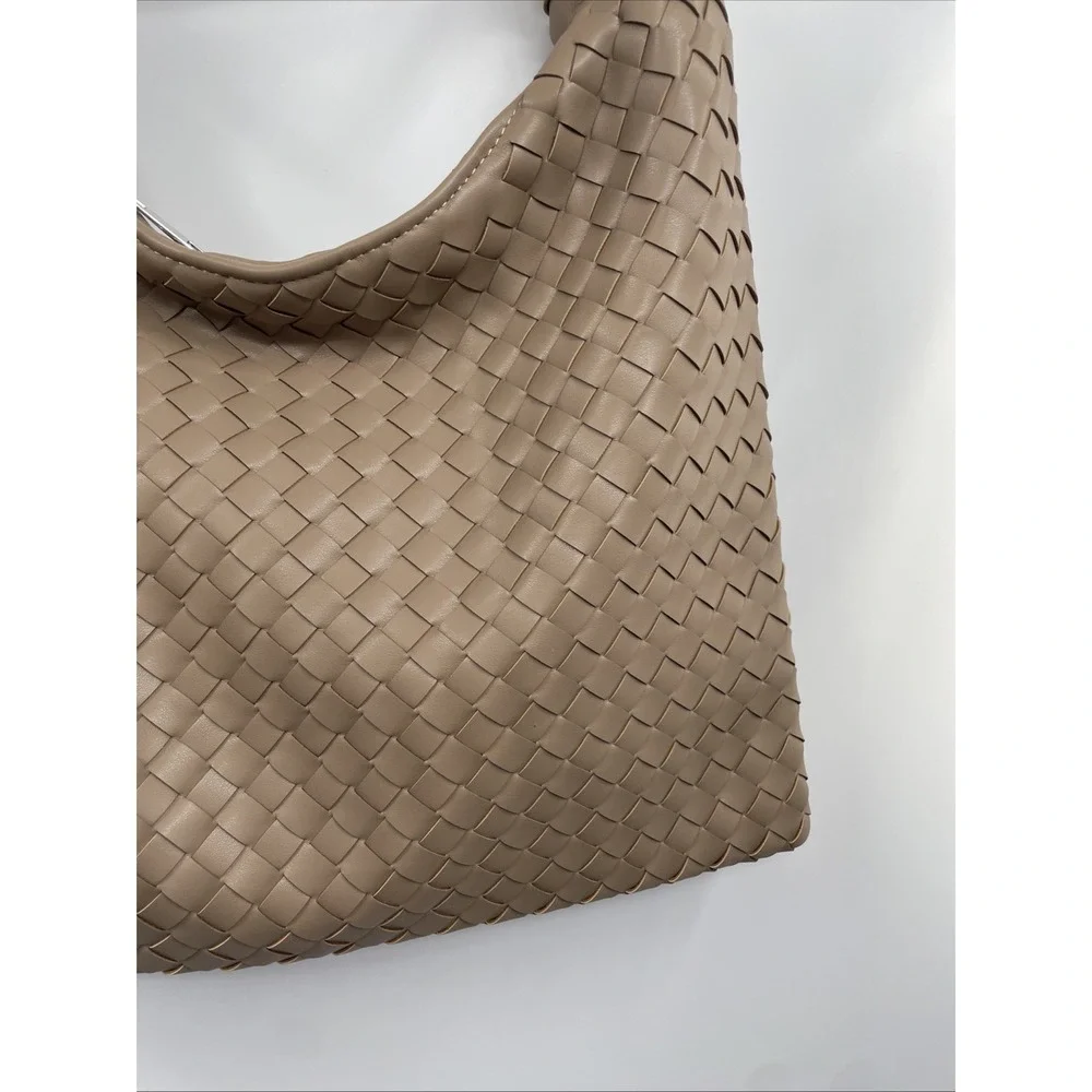 Alyssa‎ Hobo Bag Women's Brown Woven Leather Top Handle Slouchy Shoulder Bag NWT